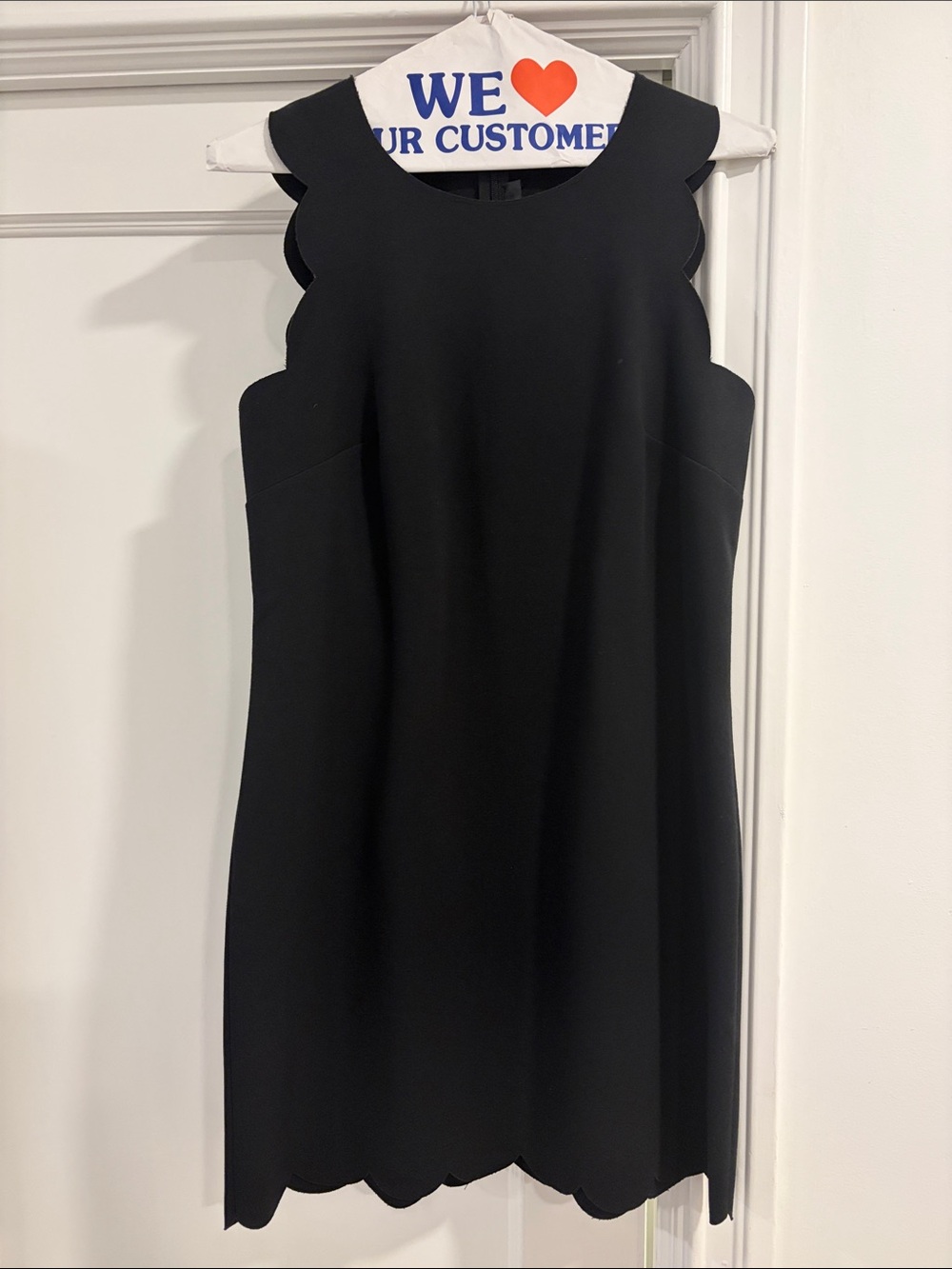 Club Monaco Black Scallop-Edge Sleeveless Shift Dress